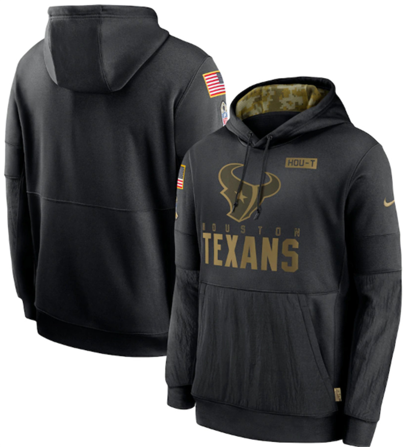 Men's Black Houston Texans 2020 Salute to Service Sideline Performance Pullover Hoodie